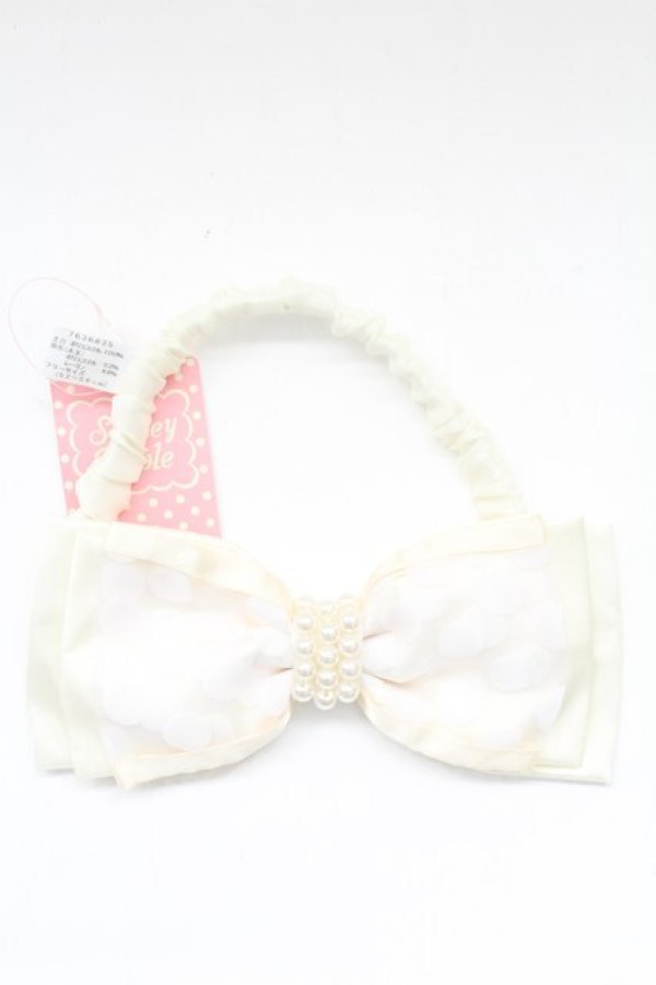 画像1: Shirley Temple / ドットリボンヘアバンド  アイボリー T-26-02-24-021-ET-AC-SA-ZT (1)