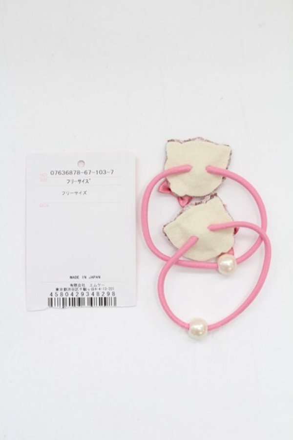 画像2: Shirley Temple / ねこ刺繍ヘアゴムセット  ピンク T-26-02-24-004-ET-AC-SA-ZT (2)