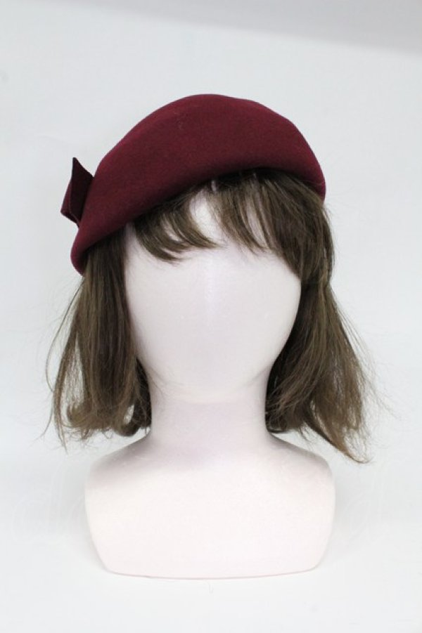 画像1: an another angelus / リボンデザインクラシカルベレー  ワイン T-26-02-25-028-CA-AC-OW-ZT (1)