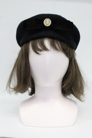画像: m petit by misako / AMモチーフリボンベレー帽 57.5cm クロ T-26-02-25-029-0-AC-OW-ZT