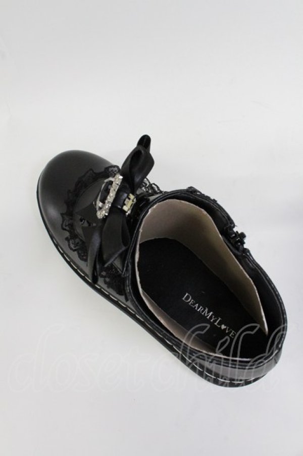 画像5: DearMyLove / ローヒールレースアップショートブーツ 25.5cm クロ T-26-02-25-032-EL-SH-OW-ZT (5)