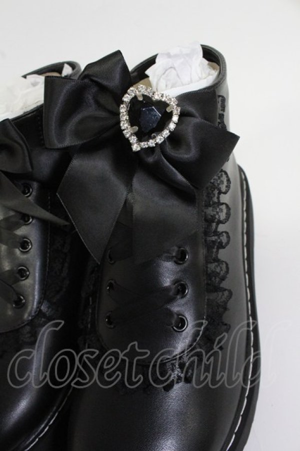 画像7: DearMyLove / ローヒールレースアップショートブーツ 25.5cm クロ T-26-02-25-032-EL-SH-OW-ZT (7)