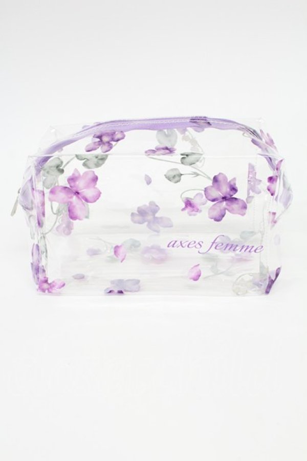 画像1: axes femme / オリジナル柄クリアポーチ  パープル T-26-02-26-010-AX-ZA-SA-ZT (1)