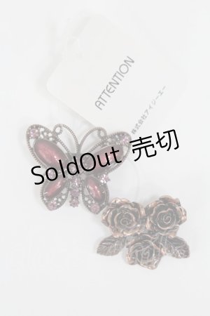 画像: axes femme / 蝶&ローズバレッタセット  ピンクＸアンティーク T-26-02-26-012-AX-AC-SA-ZT635-F001