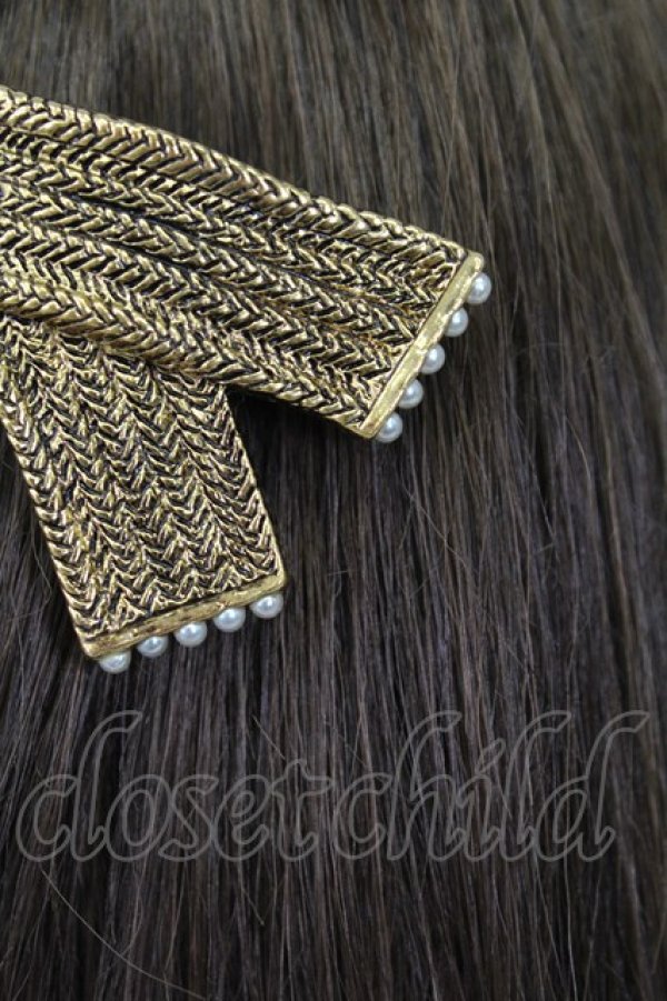 画像3: INGEBORG / リボンモチーフバレッタ  ゴールド T-26-02-26-014-LO-AC-OW-ZT (3)