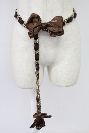 画像: INGEBORG / サテンリボンチェーンベルト  ブラウン T-26-02-26-020-LO-ZA-OW-ZT