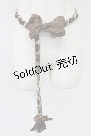 画像: INGEBORG / サテンリボンチェーンベルト  ブラウン T-26-02-26-020-LO-ZA-OW-ZT635