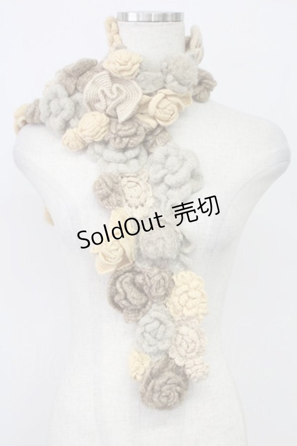 画像1: PINK HOUSE / グラデーションフラワーモチーフモヘアストール  ベージュ系 T-26-02-26-021-LO-ZA-OW-ZT (1)