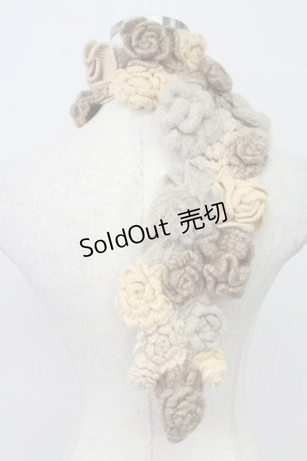 画像2: PINK HOUSE / グラデーションフラワーモチーフモヘアストール  ベージュ系 T-26-02-26-021-LO-ZA-OW-ZT (2)