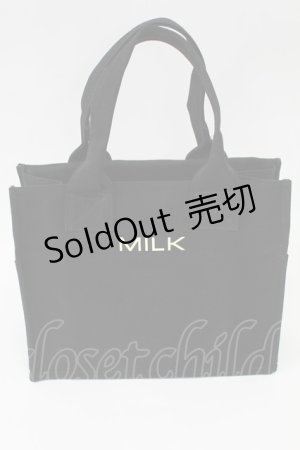画像: MILK / ロゴ入りBOXトート  黒Ｘ白 T-26-02-26-022-ML-BG-SA-ZTK038