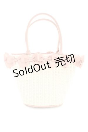画像: m petit by misako / AMリボンツキカゴトート  ピンクＸアイボリー T-26-02-27-001-0-BG-SA-ZT