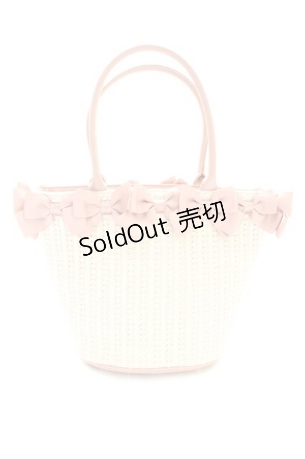 画像1: m petit by misako / AMリボンツキカゴトート  ピンクＸアイボリー T-26-02-27-001-0-BG-SA-ZT (1)