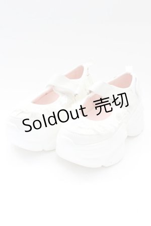 画像: YOSUKE / メリージェーンフリルレースベルクロボリューミーヒールアップスニーカー 38(24CM相当) 白 T-26-02-27-029-PU-SH-SA-ZT