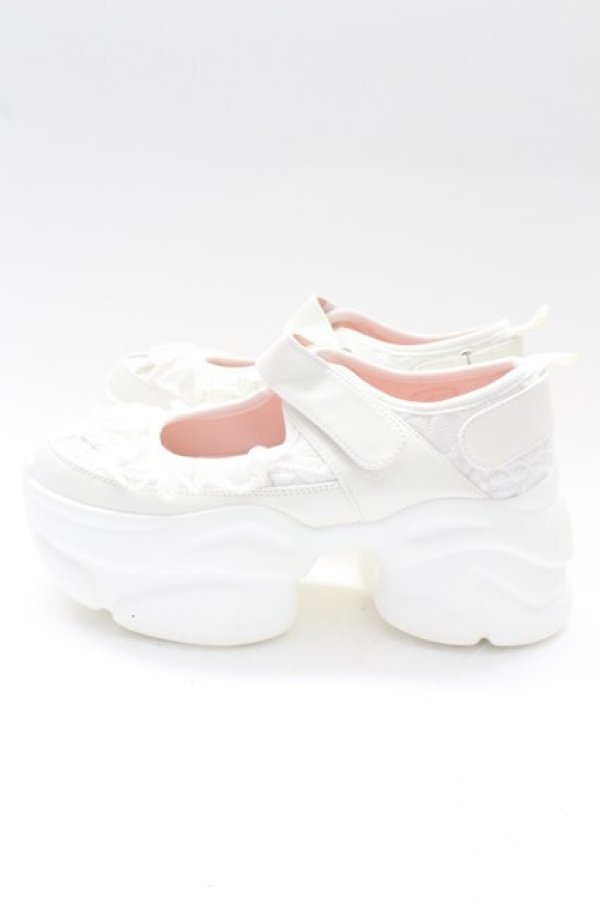 画像3: YOSUKE / メリージェーンフリルレースベルクロボリューミーヒールアップスニーカー 38(24CM相当) 白 T-26-02-27-029-PU-SH-SA-ZT (3)