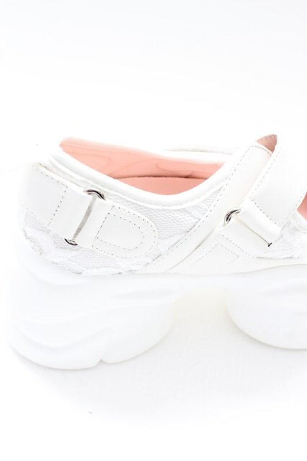 画像5: YOSUKE / メリージェーンフリルレースベルクロボリューミーヒールアップスニーカー 38(24CM相当) 白 T-26-02-27-029-PU-SH-SA-ZT (5)