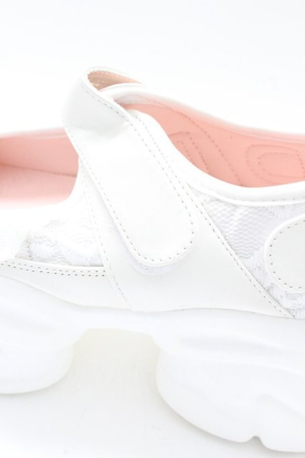 画像6: YOSUKE / メリージェーンフリルレースベルクロボリューミーヒールアップスニーカー 38(24CM相当) 白 T-26-02-27-029-PU-SH-SA-ZT (6)