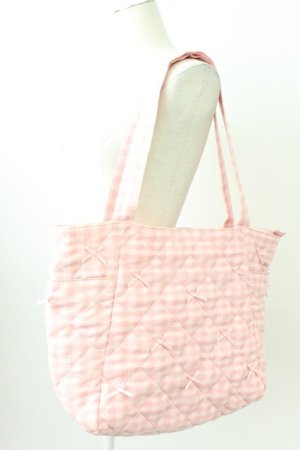 画像: m petit by misako / AMリボンキルトCHECKバッグ  ピンク T-26-02-27-003-LO-BG-SA-ZT