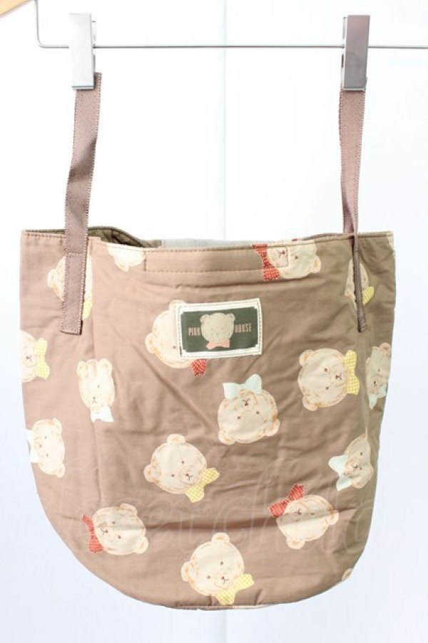 画像1: PINK HOUSE / かおくまバケツ型バッグ  ブラウン T-26-02-27-004-LO-BG-SA-ZT (1)