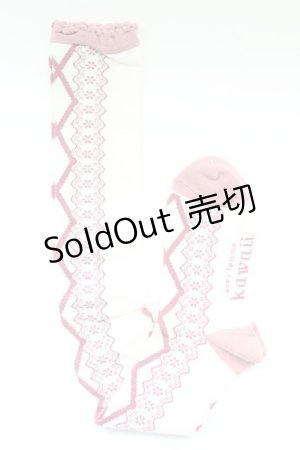 画像: axes femme kawaii / レースアップ柄オーバーニー  ピンク T-26-02-27-008-AX-ZA-SA-ZT