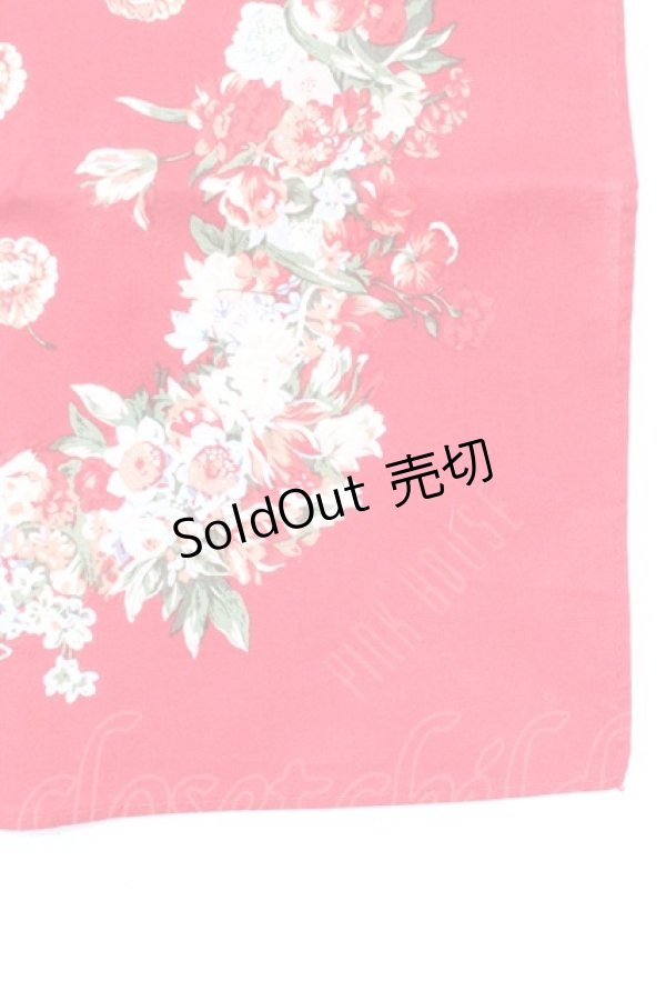 画像2: PINK HOUSE / フラワープリントスカーフ  赤 T-26-02-27-015-LO-ZA-SA-ZT (2)