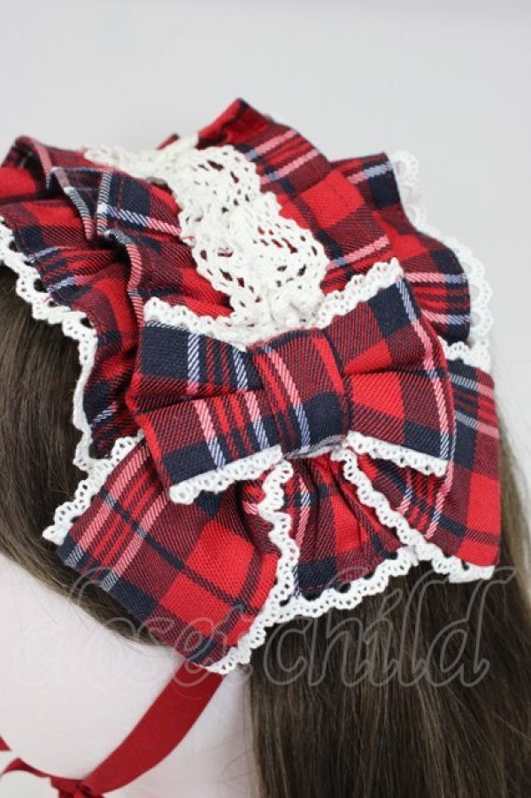 画像4: axes femme kawaii / タータンチェックヘッドドレス  赤チェック T-26-02-28-025-AX-AC-SA-ZT (4)