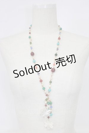 画像: WONDERFUL WORLD / 桜モチーフビーズネックレス  白Ｘ青Ｘブラウン T-26-02-28-028-LO-AC-SA-ZT