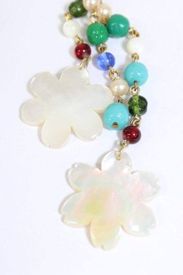 画像5: WONDERFUL WORLD / 桜モチーフビーズネックレス  白Ｘ青Ｘブラウン T-26-02-28-028-LO-AC-SA-ZT (5)