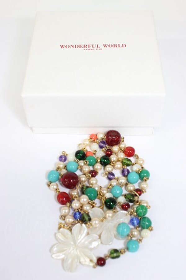 画像7: WONDERFUL WORLD / 桜モチーフビーズネックレス  白Ｘ青Ｘブラウン T-26-02-28-028-LO-AC-SA-ZT (7)