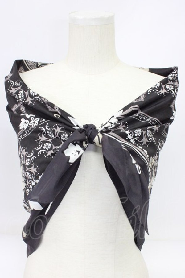 画像1: INGEBORG / プリントストール  ゆり柄黒白 T-26-02-28-038-0-ZA-SA-ZT (1)