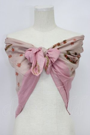 画像: PINK HOUSE / ハートリース柄大判ストール  ピンク T-26-02-28-048-LO-ZA-SA-ZT