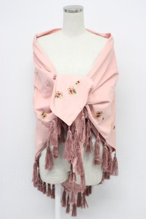 画像: PINK HOUSE / タッセル縁大判ストール  ピンク T-26-02-28-052-LO-ZA-SA-ZT