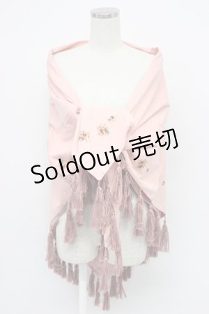 画像: PINK HOUSE / タッセル縁大判ストール  ピンク T-26-02-28-052-LO-ZA-SA-ZT636