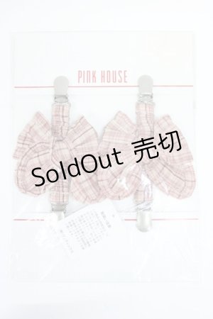 画像: PINK HOUSE / チェックリボンたくし上げクリップ  ピンク T-26-02-28-053-LO-ZA-SA-ZT