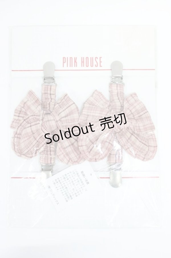 画像1: PINK HOUSE / チェックリボンたくし上げクリップ  ピンク T-26-02-28-053-LO-ZA-SA-ZT (1)