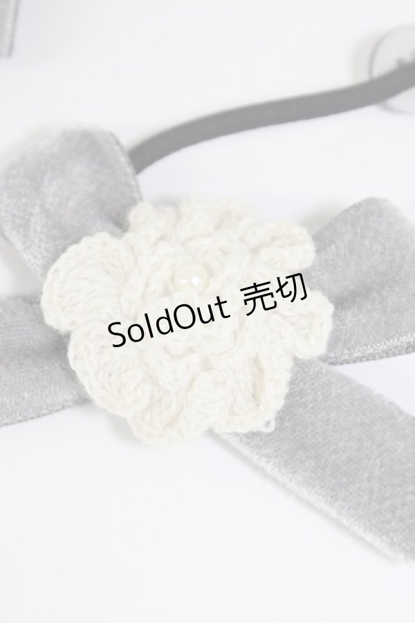 画像2: PINK HOUSE / ロゴボタン&フラワーモチーフヘアゴム  アイボリー×グレー T-26-02-28-002-LO-ZA-SA-ZT (2)