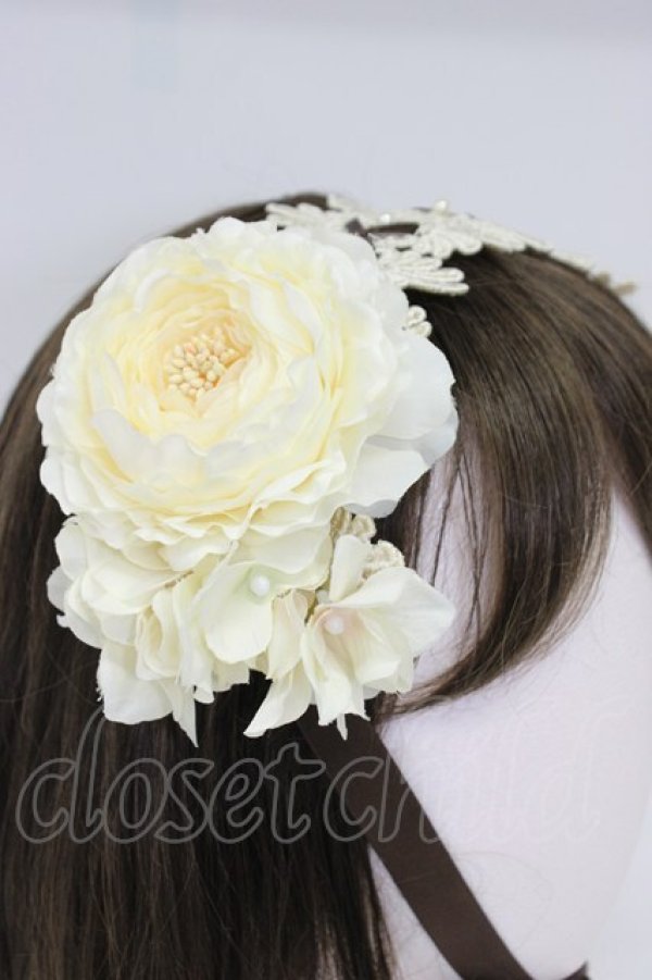 画像3: Innocent World / ラナンキュラスの乙女ヘッドドレス  ブラウンＸ白 T-26-02-28-024-IW-AC-SA-ZT (3)