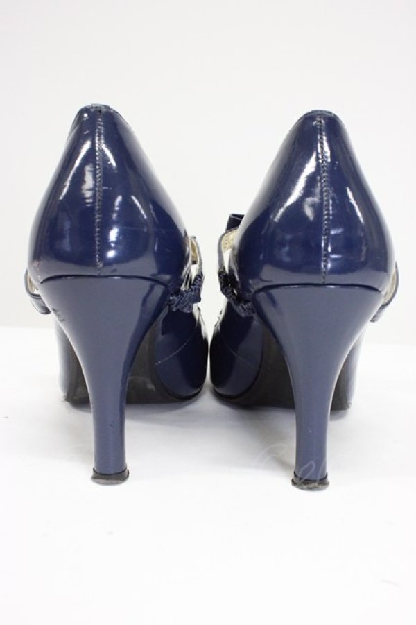 画像2: Baby Baby / リボンTパンプス 37 ネイビー T-26-03-01-021-PU-SH-SA-ZT (2)