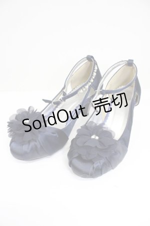 画像: axes femme / お花コサージュ付パーティーパンプス M ネイビー T-26-03-01-022-AX-SH-SA-ZTK044