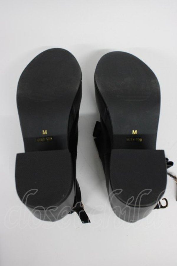 画像4: Ank Rouge / ダブルリボンドーリーシューズ M 黒 T-26-03-01-003-CA-SH-SA-ZT (4)