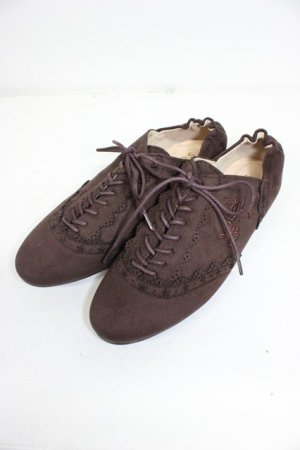 画像: axes femme / スエードバラ刺繍バブーシュ M チャ T-26-03-01-004-AX-SH-SA-ZT