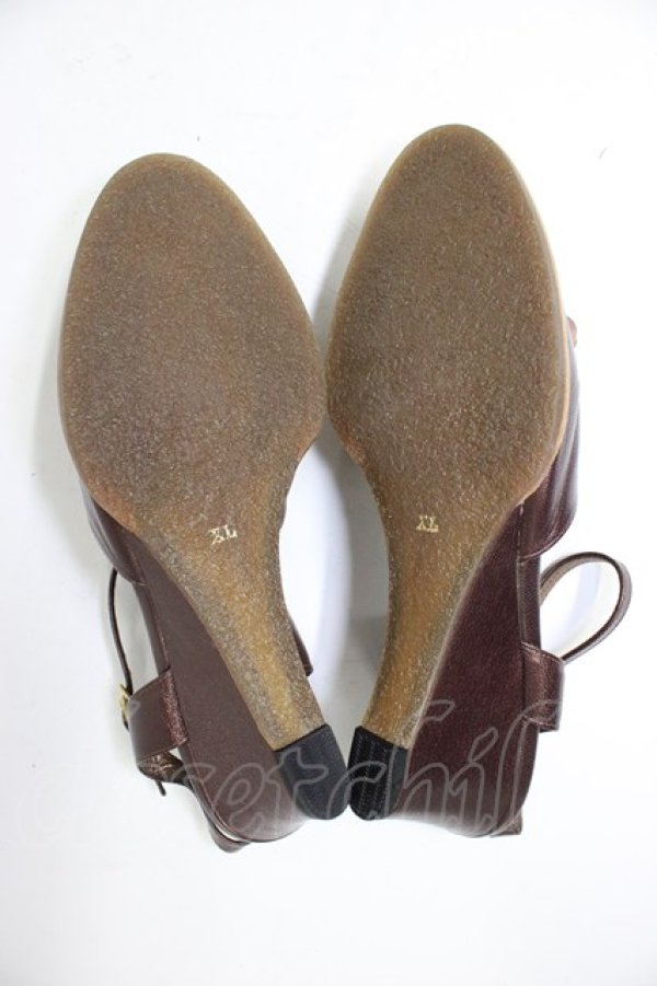 画像4: INGEBORG / フラワークリップ付きウェッジソールサンダル 約24.5CM(内側採寸) ブラウン T-26-03-01-032-LO-SH-SA-ZT (4)