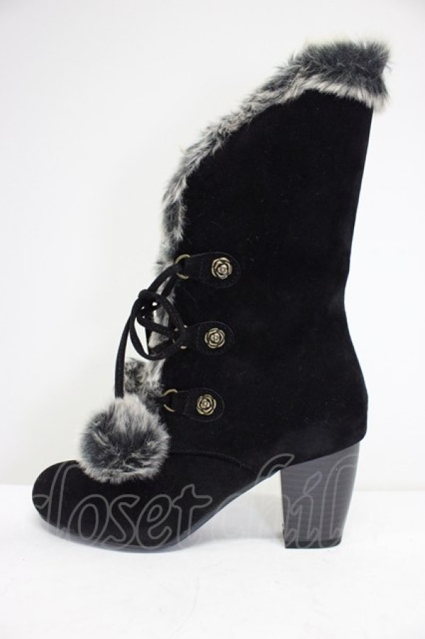 画像3: axes femme / ファーボンボンロングブーツ M 黒 T-26-03-01-033-AX-SH-SA-ZT (3)