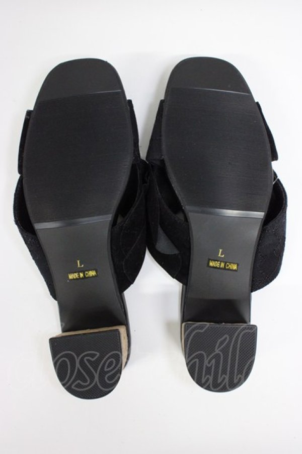 画像5: axes femme / フリル×レースミュール L クロ T-26-03-01-015-AX-SH-SA-ZT (5)