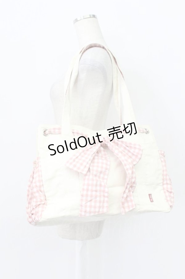 画像1: PINK HOUSE / ギンガムチェックリボントートバッグ  ピンク T-26-03-02-001-LO-BG-SA-ZT (1)