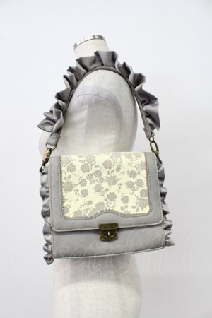 画像: axes femme / フラワーシルエットフリルショルダーバッグ  グレー T-26-03-02-016-AX-BG-SA-ZT