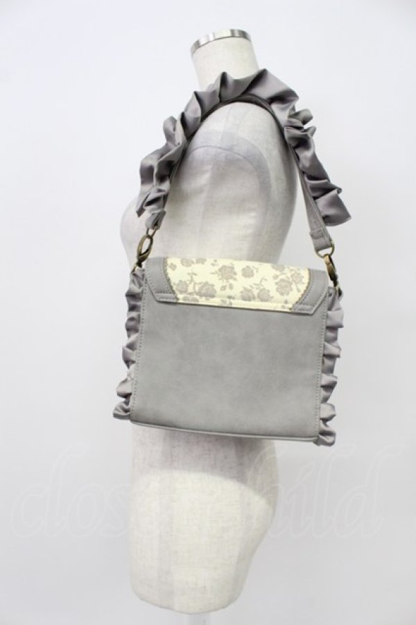 画像5: axes femme / フラワーシルエットフリルショルダーバッグ  グレー T-26-03-02-016-AX-BG-SA-ZT (5)