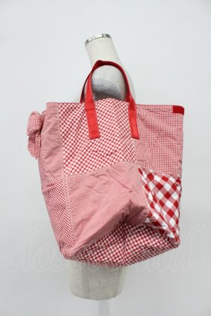 画像: PINK HOUSE / ギンガムチェックパッチワークバケツバッグ  レッド T-26-03-02-024-LO-BG-SA-ZT