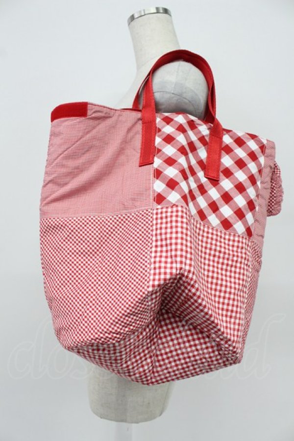 画像4: PINK HOUSE / ギンガムチェックパッチワークバケツバッグ  レッド T-26-03-02-024-LO-BG-SA-ZT (4)