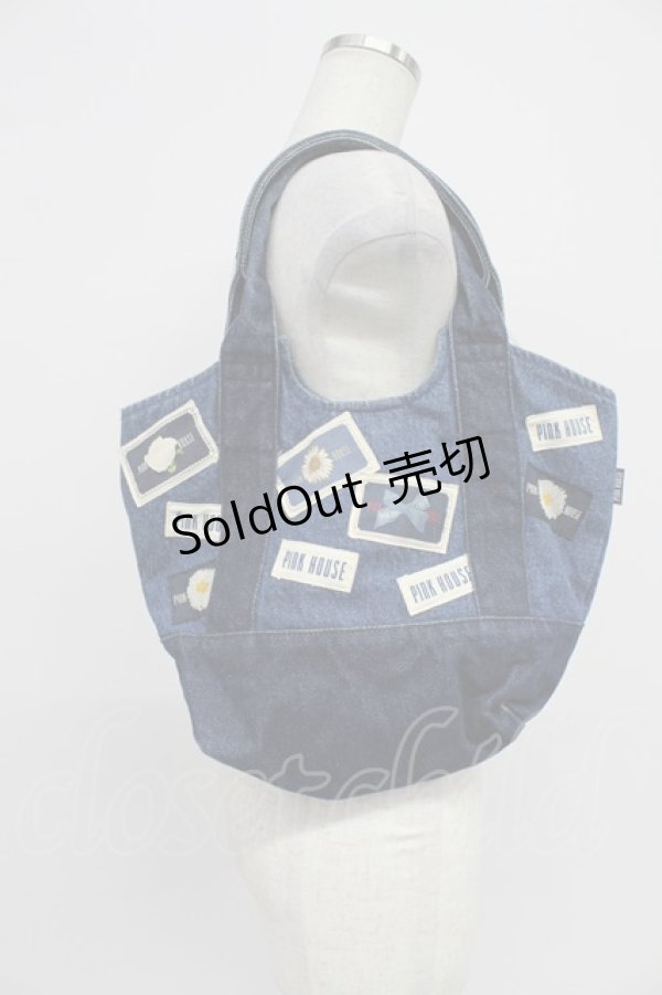 画像1: PINK HOUSE / ワッペンハンドバッグ  青デニム T-26-03-02-027-LO-BG-SA-ZT (1)