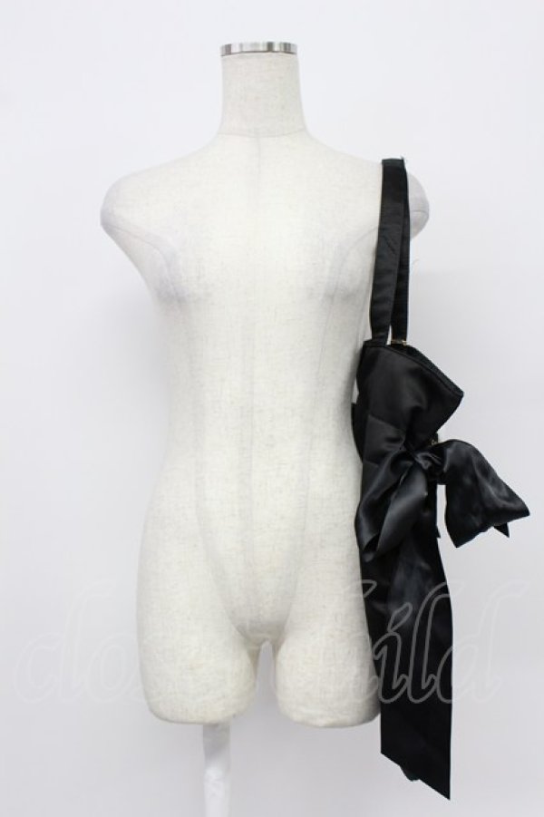 画像5: Maison de FLEUR / パンダチャーム付きダブルリボントートバッグ  黒 T-26-03-02-031-LO-BG-SA-ZT (5)